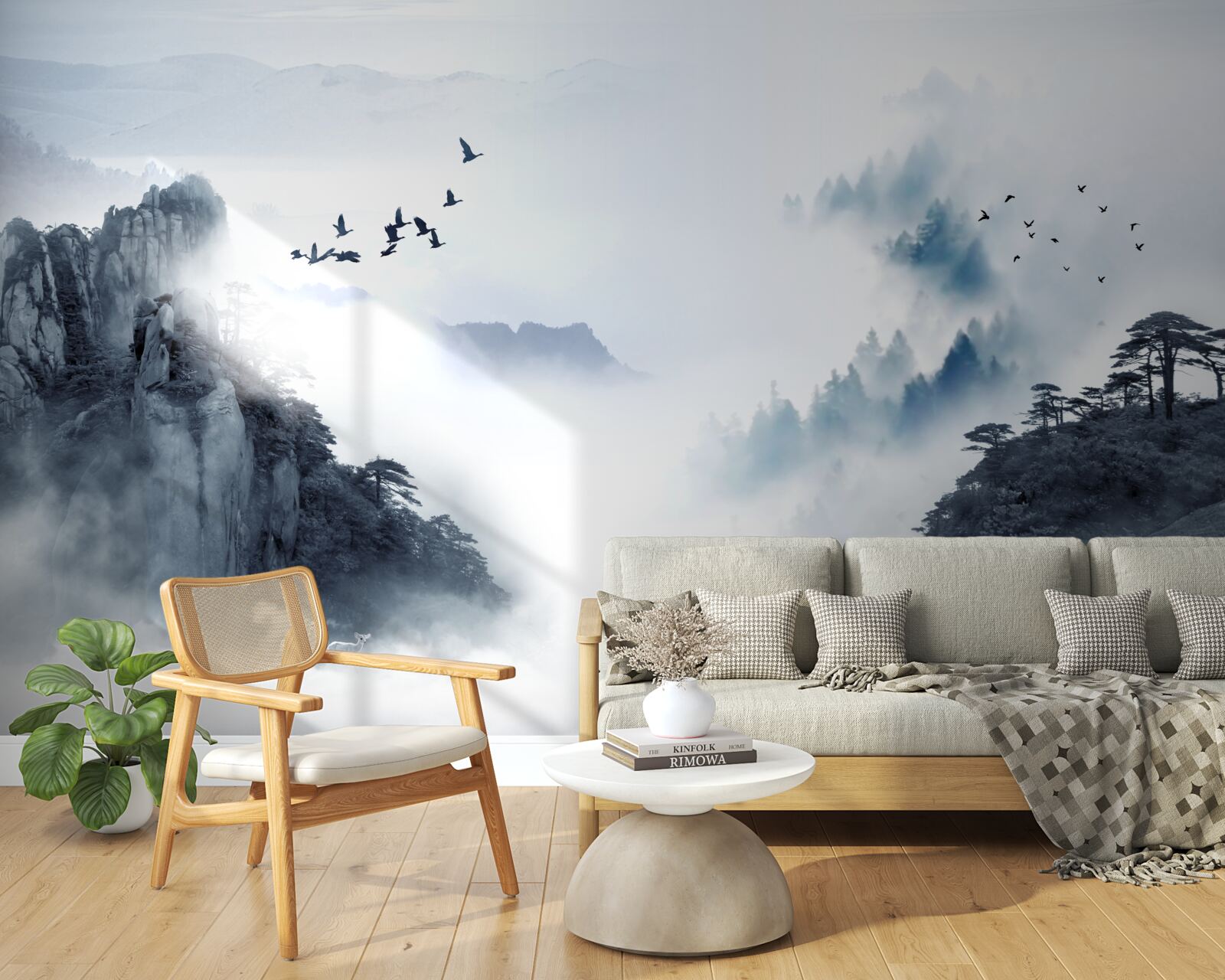 Fototapet de frica ceții reci, păsările iau înălțimile