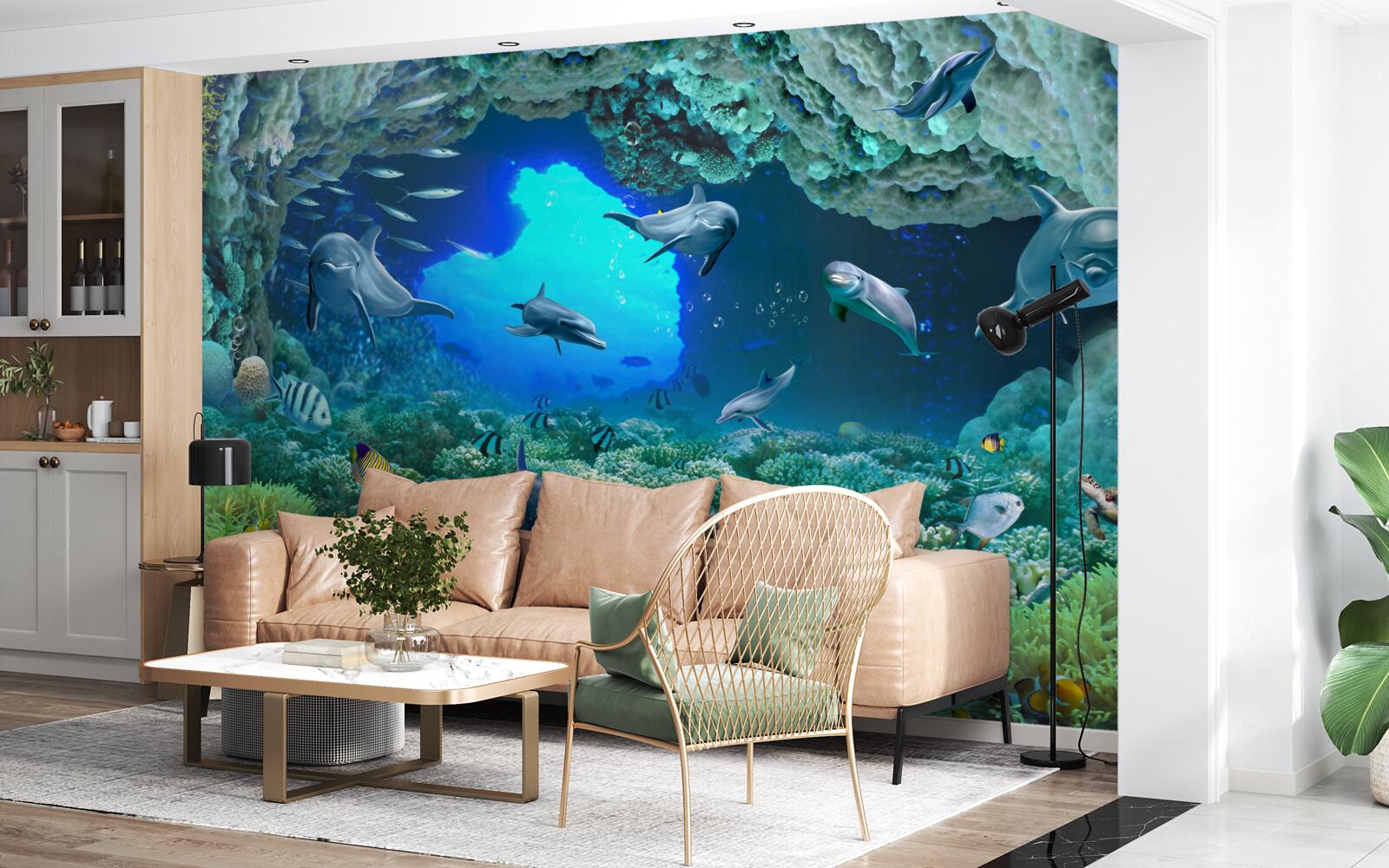 Fototapet peșterile de apă sunt locuite de delfini