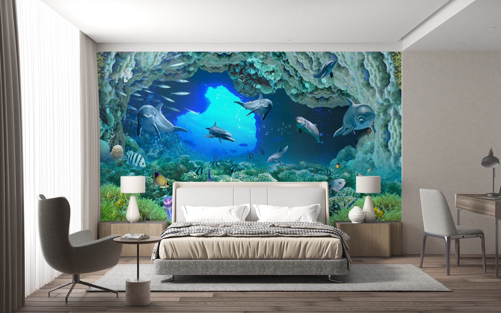 Fototapet peșterile de apă sunt locuite de delfini