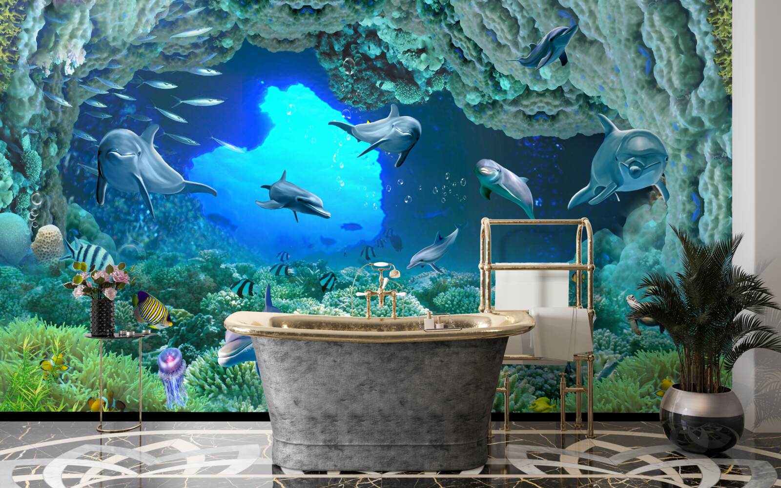 Fototapet peșterile de apă sunt locuite de delfini