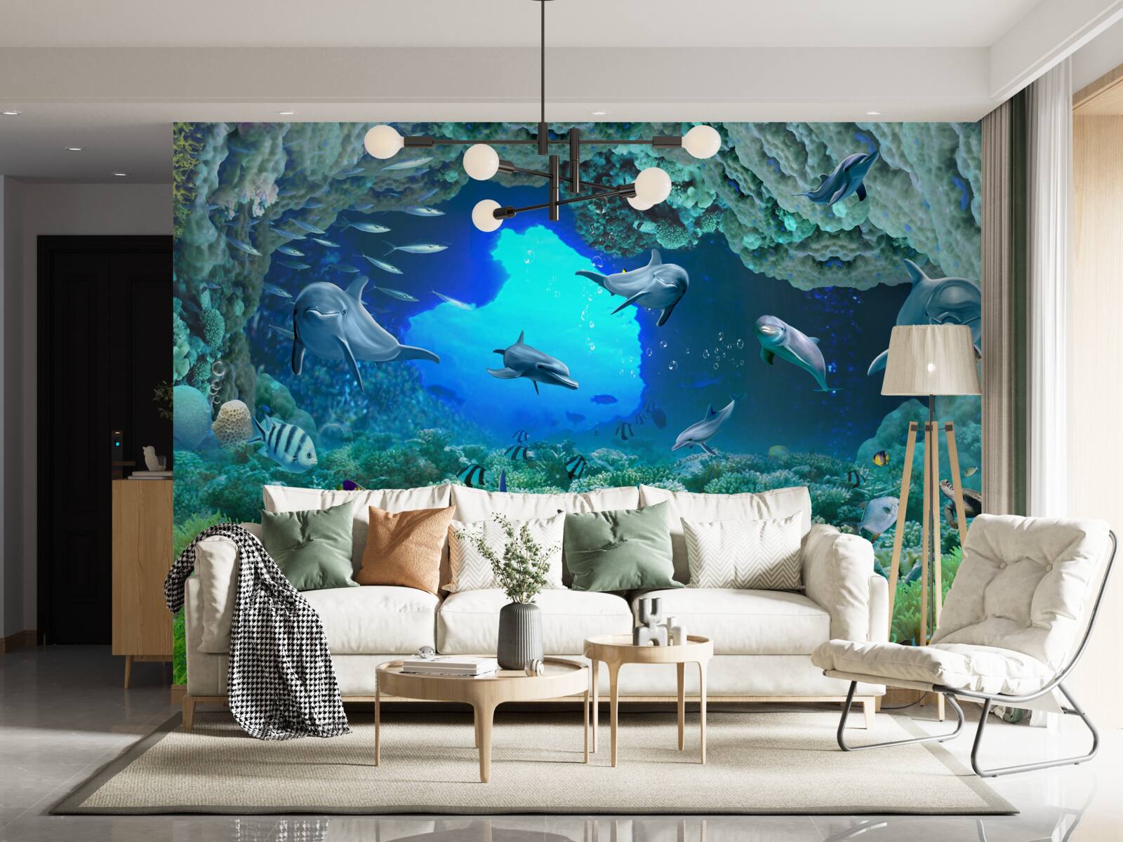 Fototapet peșterile de apă sunt locuite de delfini