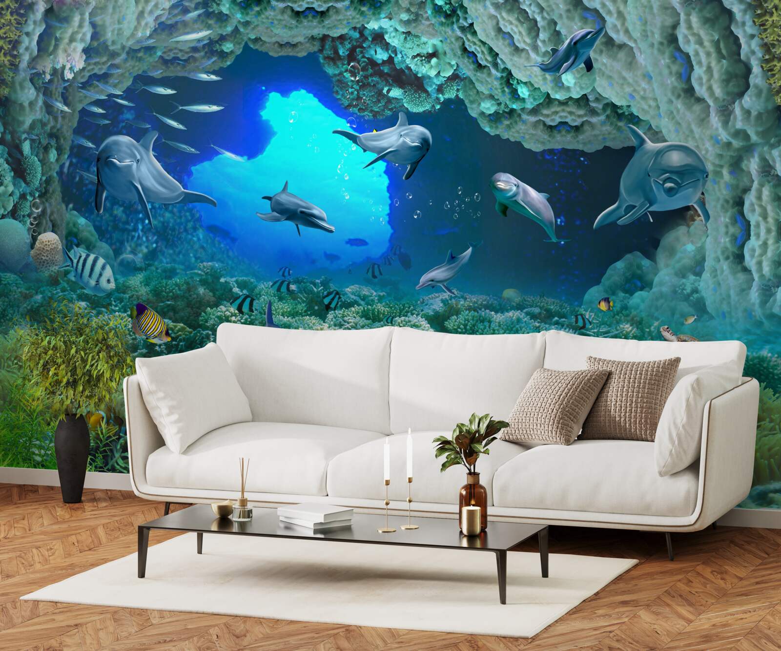 Fototapet peșterile de apă sunt locuite de delfini