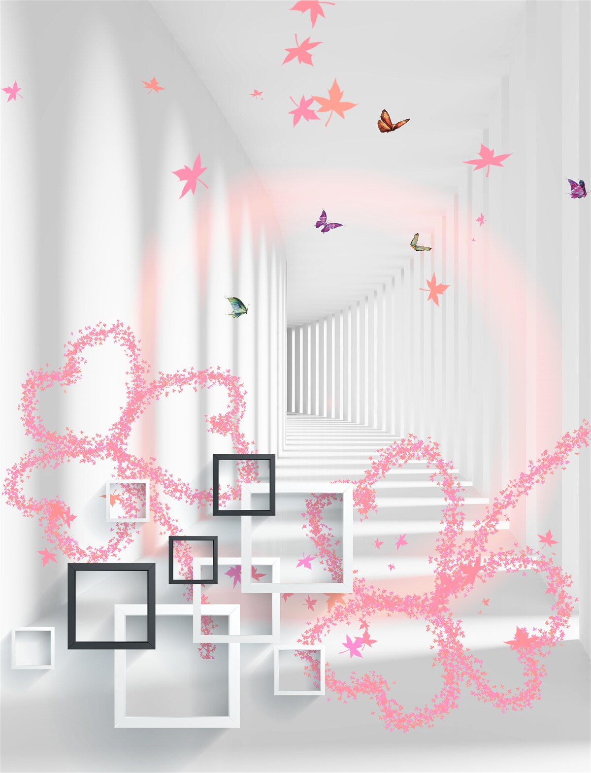 Fototapet inimi abstracte în formă de fluturi vă întâmpină pe hol