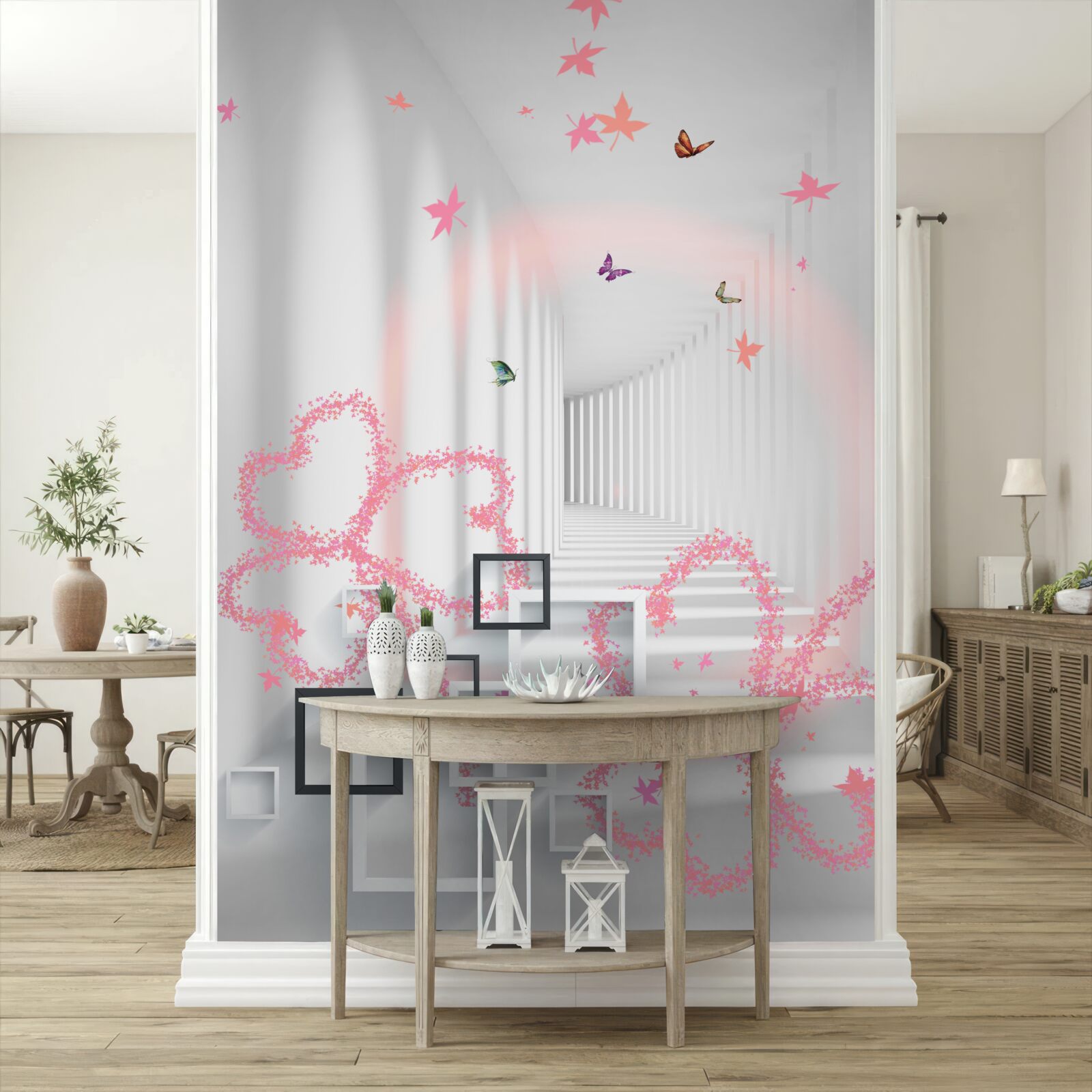 Fototapet inimi abstracte în formă de fluturi vă întâmpină pe hol