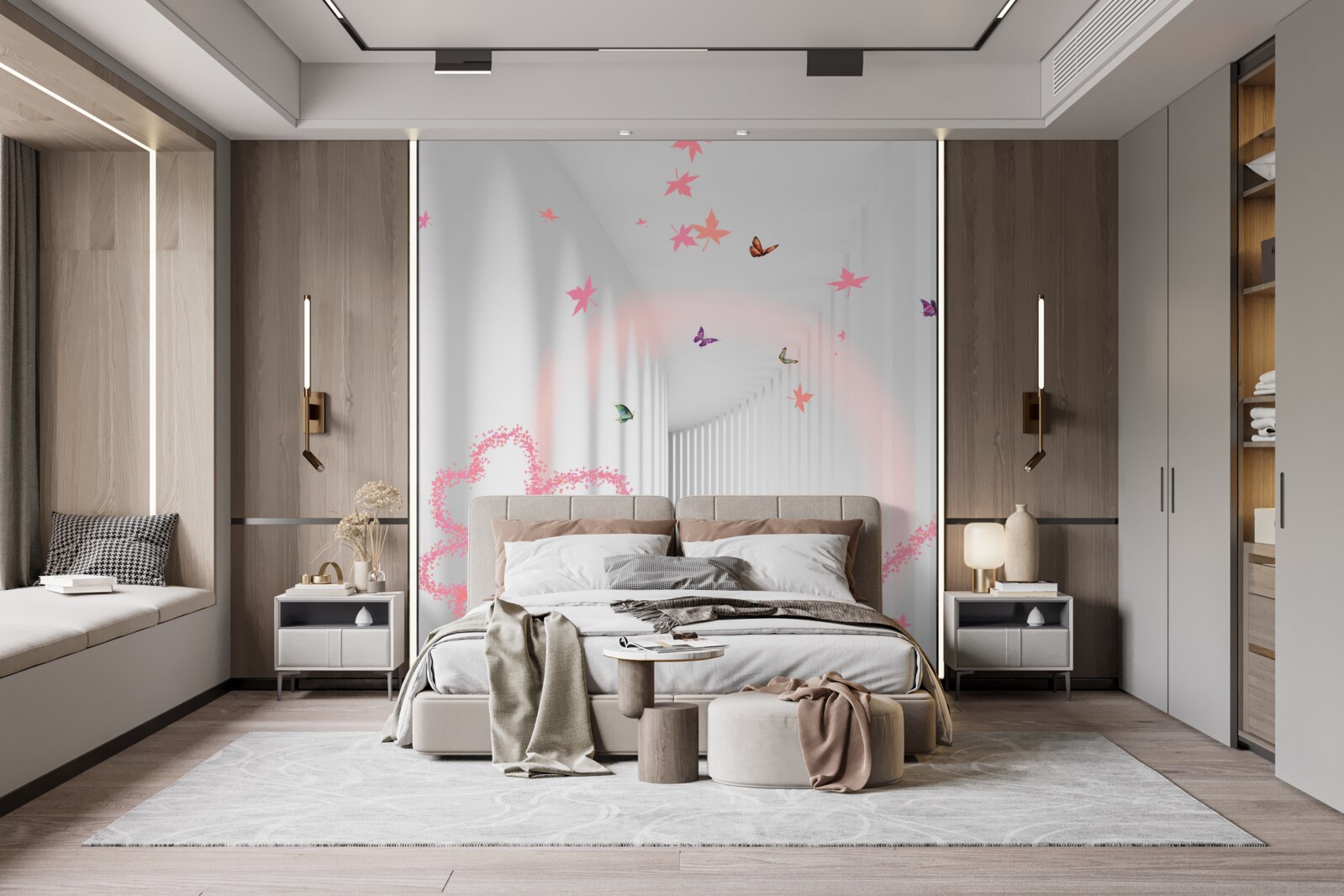 Fototapet inimi abstracte în formă de fluturi vă întâmpină pe hol