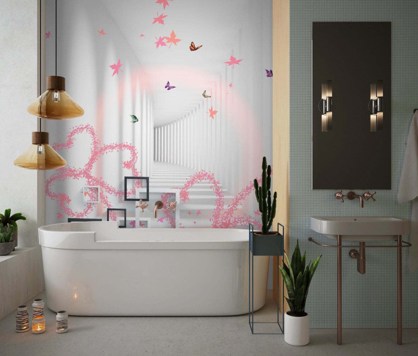 Fototapet inimi abstracte în formă de fluturi vă întâmpină pe hol