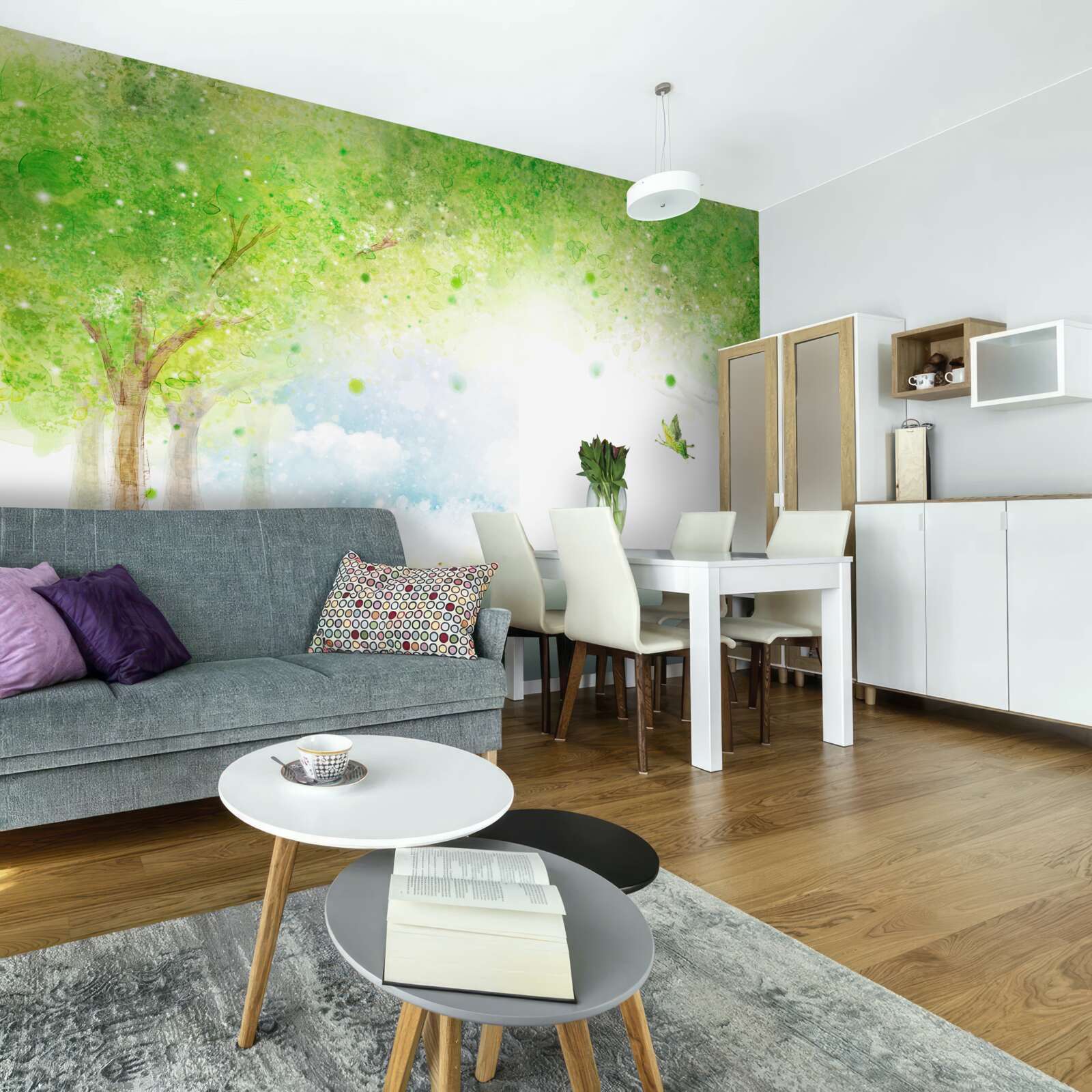 Fototapet ceață intrigantă într-o pădure magică