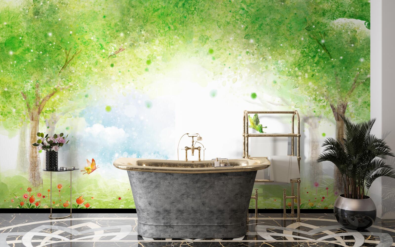 Fototapet ceață intrigantă într-o pădure magică