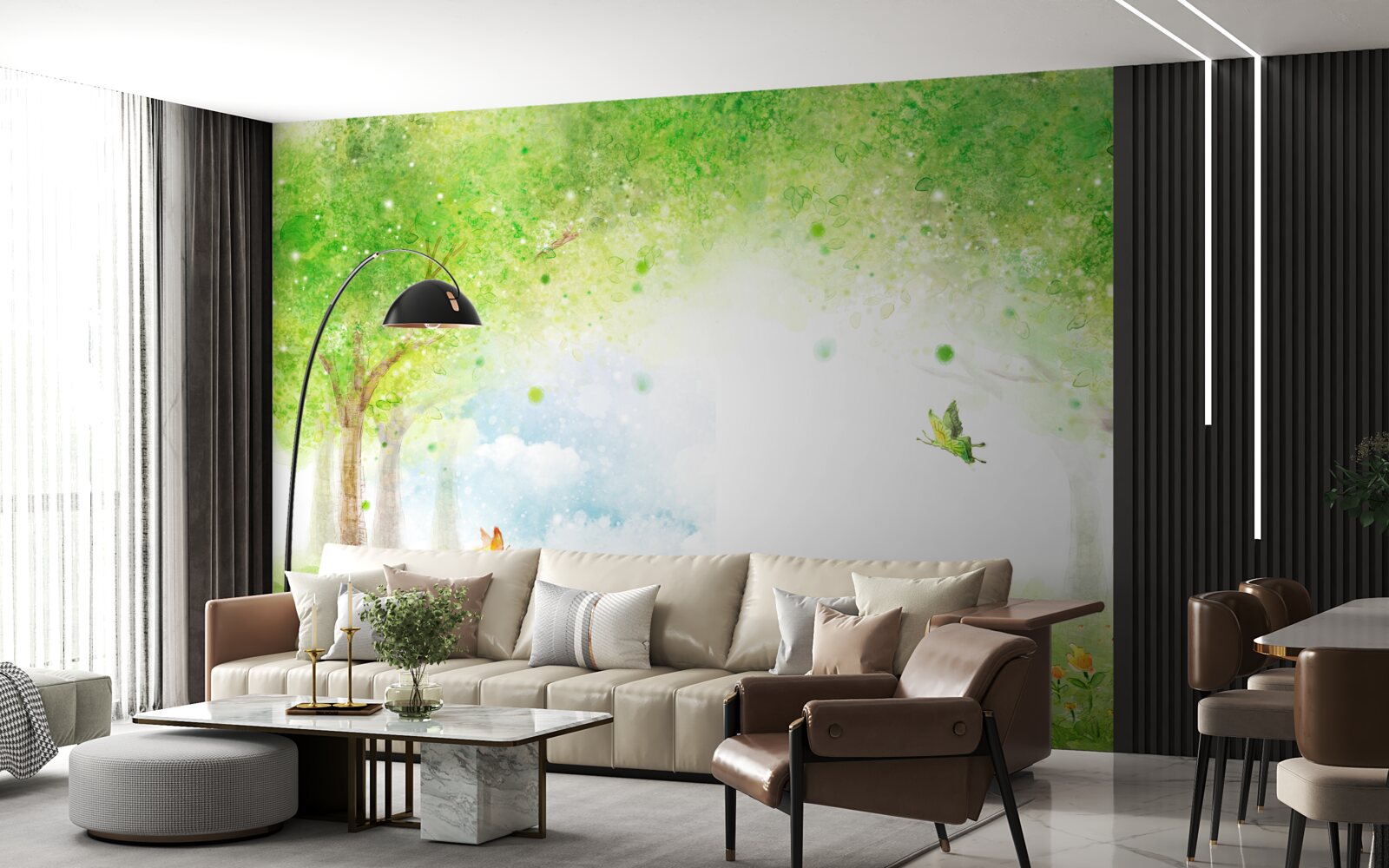 Fototapet ceață intrigantă într-o pădure magică