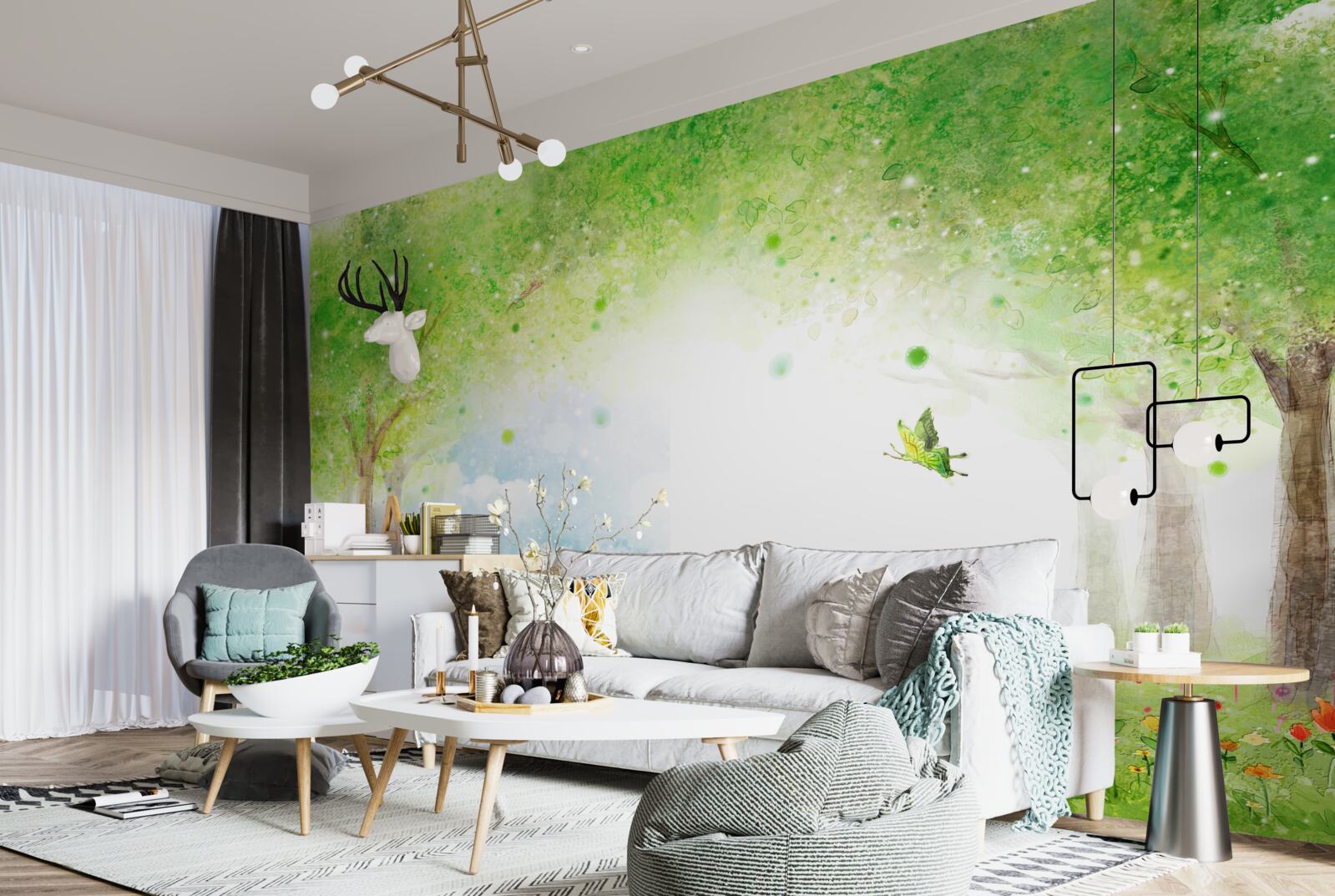 Fototapet ceață intrigantă într-o pădure magică