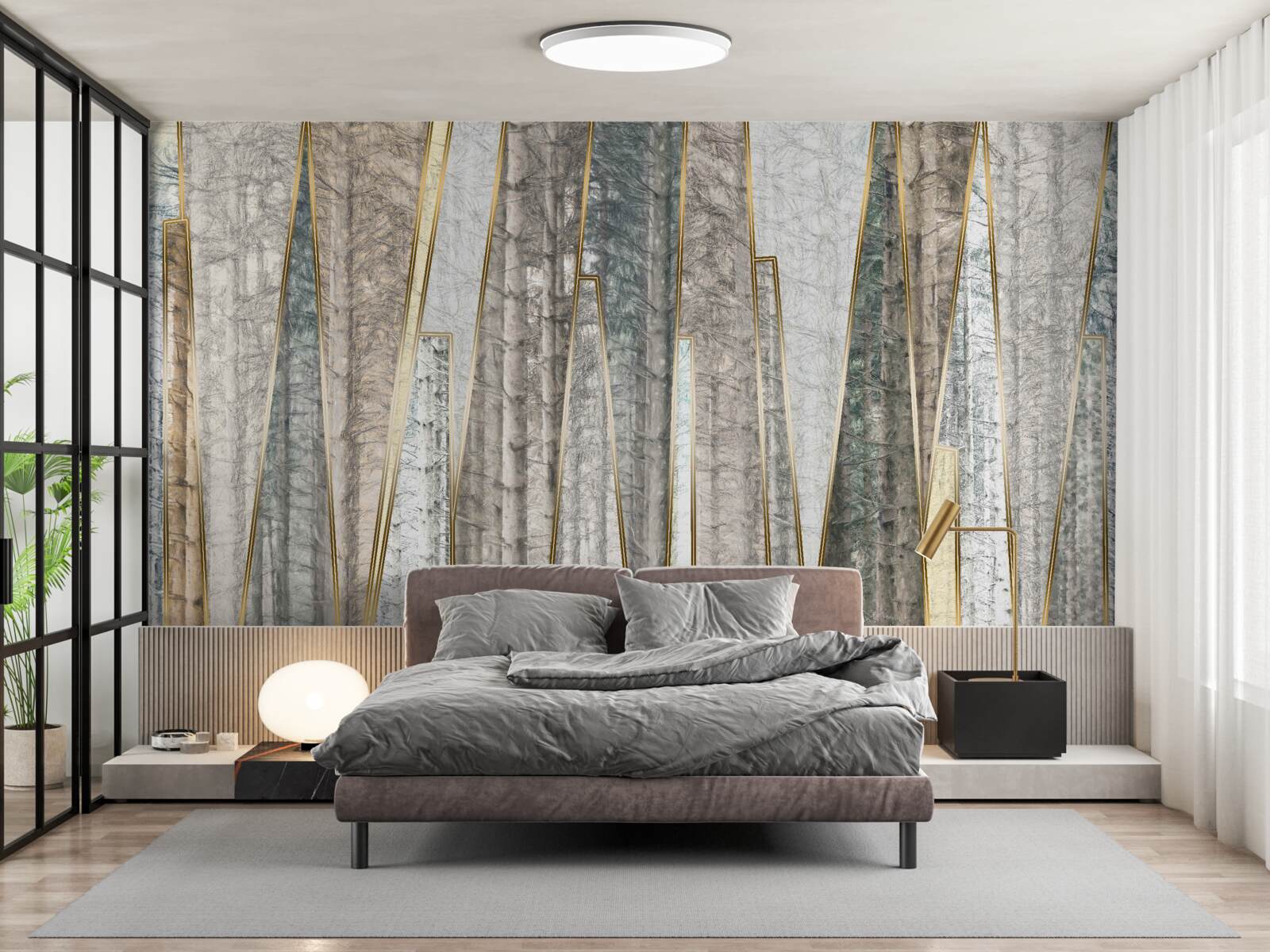 Fototapet imagini abstracte de copaci de pin