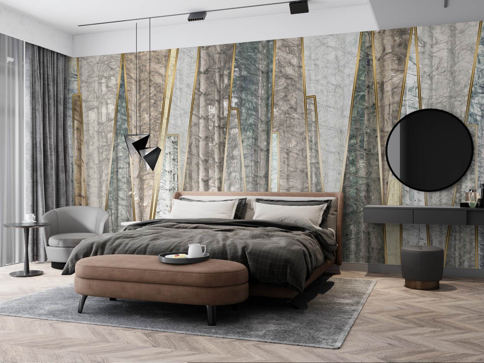 Fototapet imagini abstracte de copaci de pin