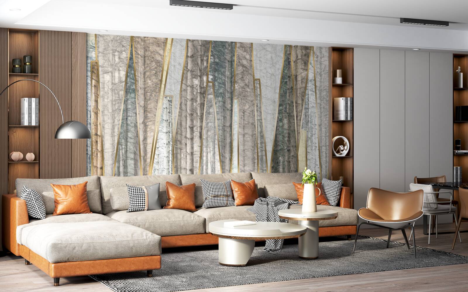 Fototapet imagini abstracte de copaci de pin