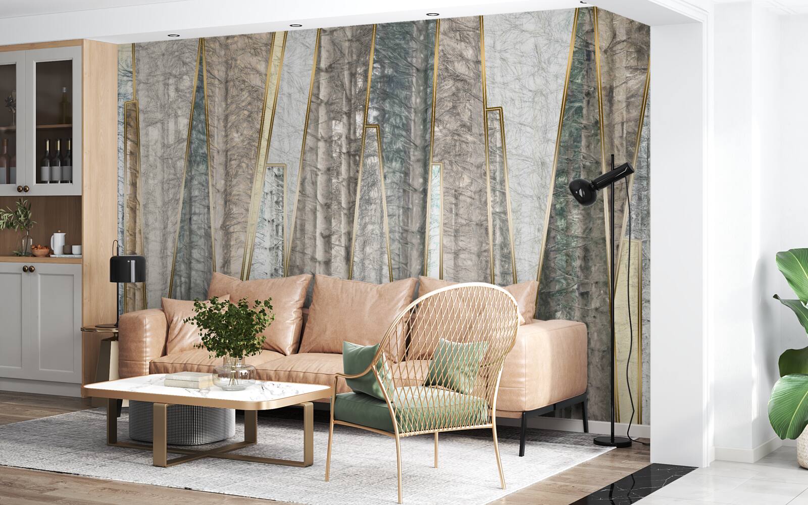 Fototapet imagini abstracte de copaci de pin