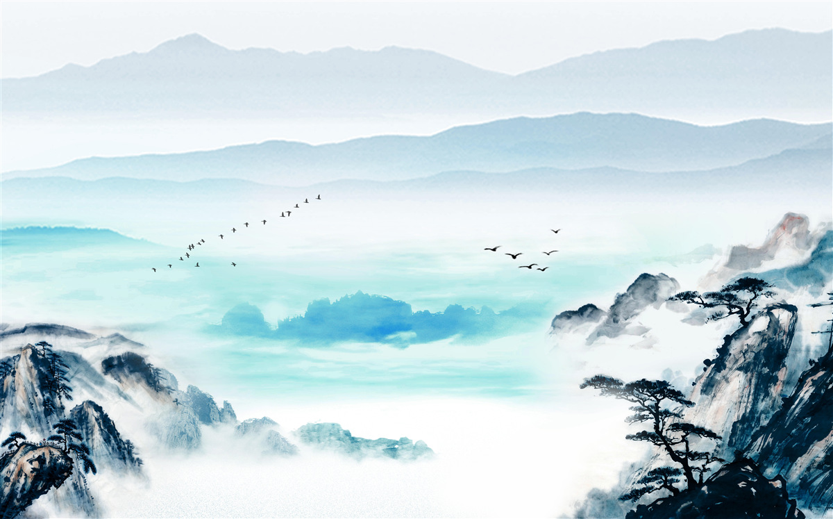 Fototapet ceață peste apa lacului