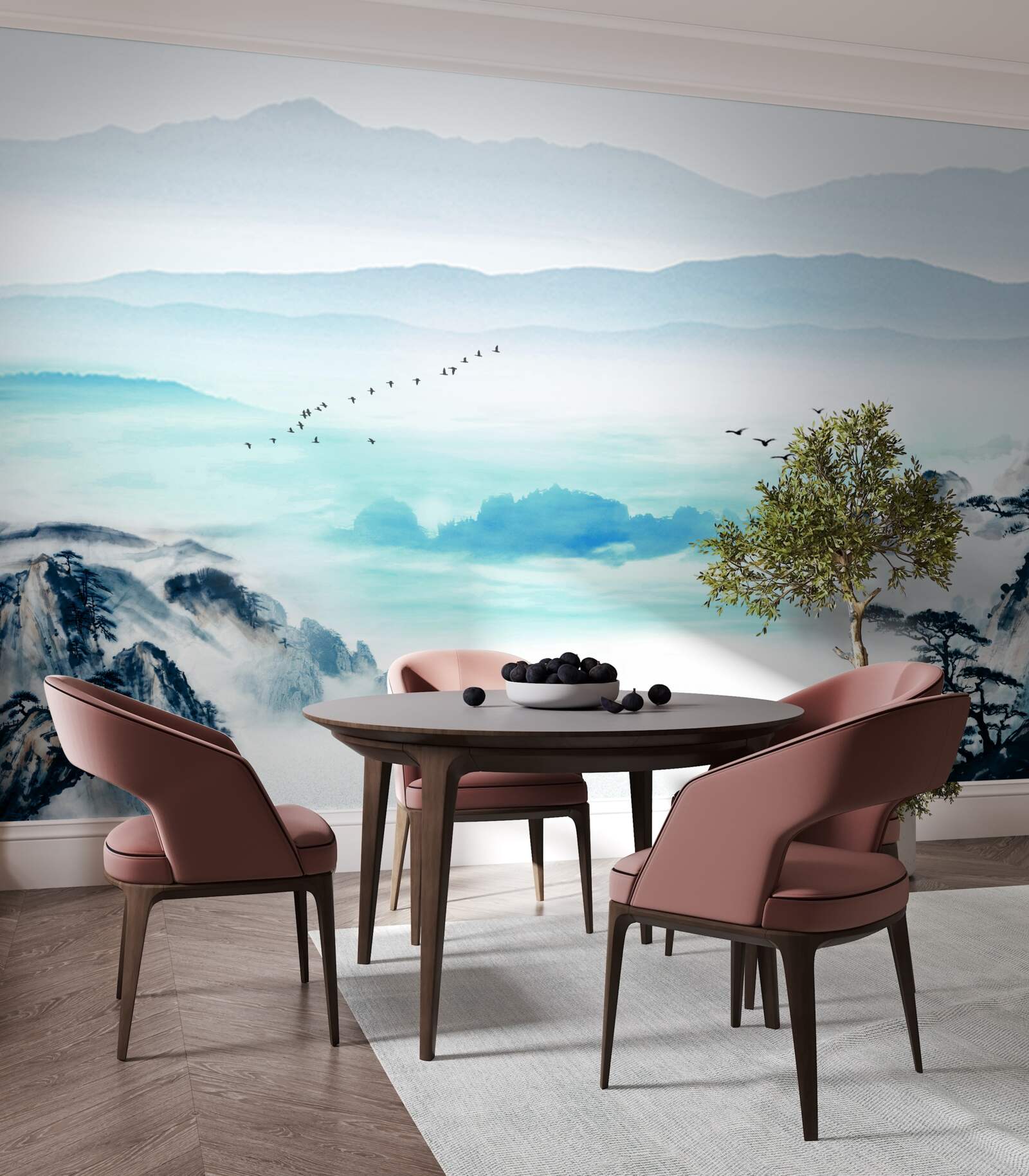 Fototapet ceață peste apa lacului