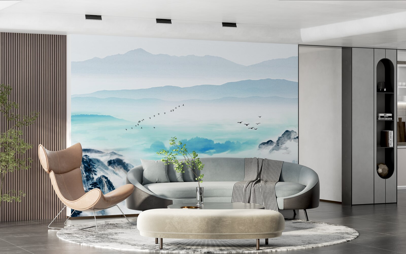 Fototapet ceață peste apa lacului