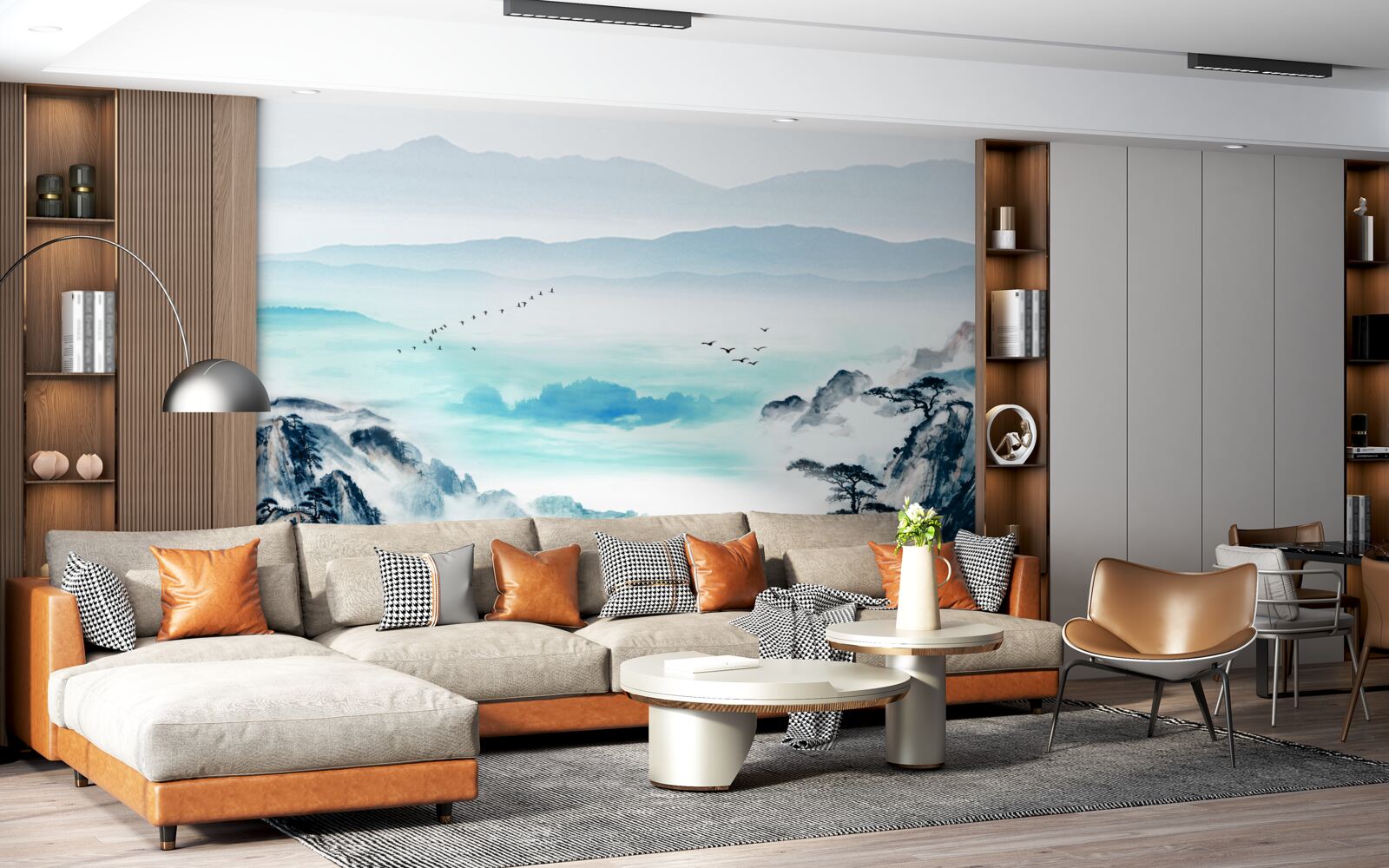 Fototapet ceață peste apa lacului