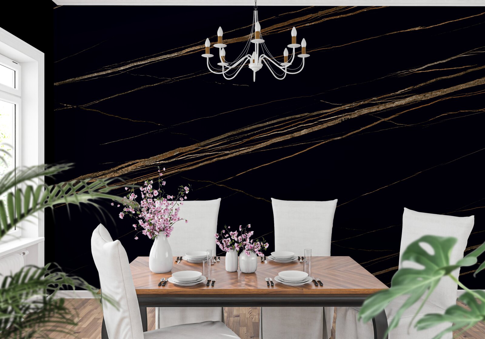 Fototapet dungi aurii pe un fundal negru