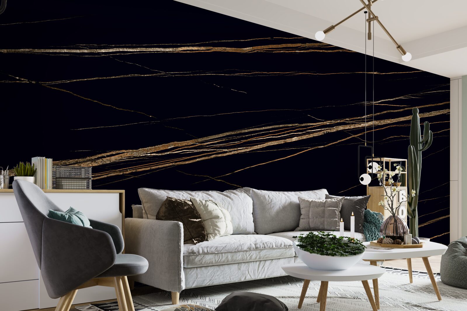 Fototapet dungi aurii pe un fundal negru