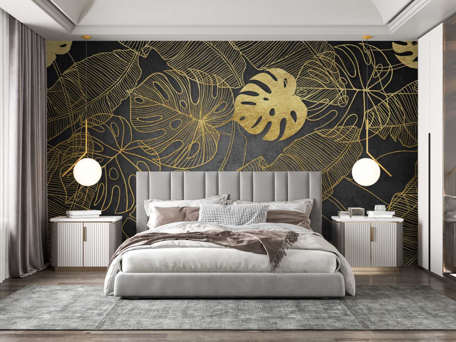 Fototapet monstera au frunze al căror contur corespunde diviziunii aurii