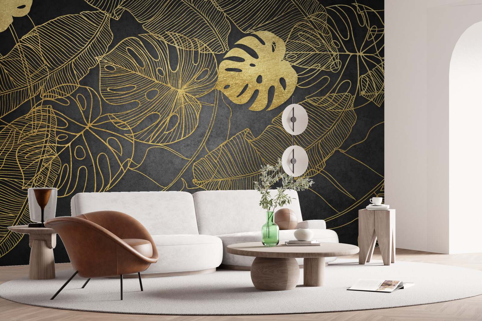 Fototapet monstera au frunze al căror contur corespunde diviziunii aurii