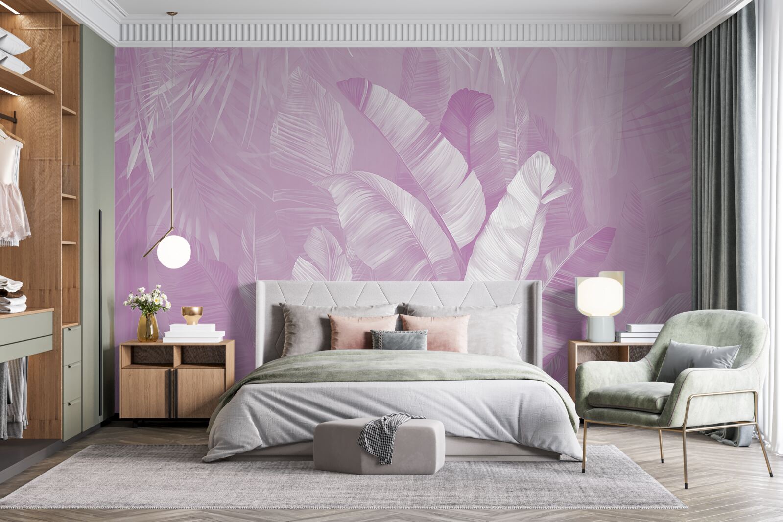 Fototapet combinație de frunze de liliac