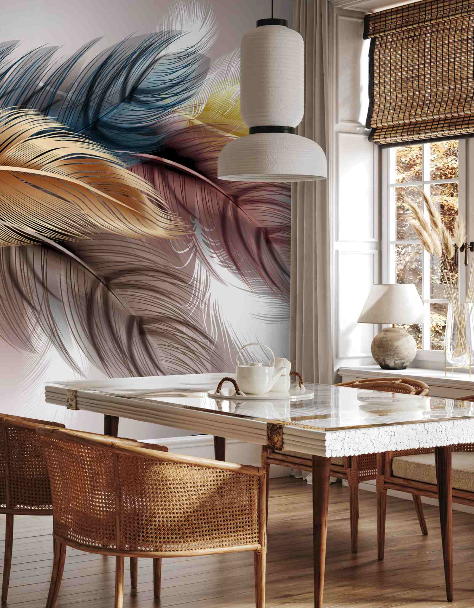 Fototapet penajul strălucitor al păsărilor