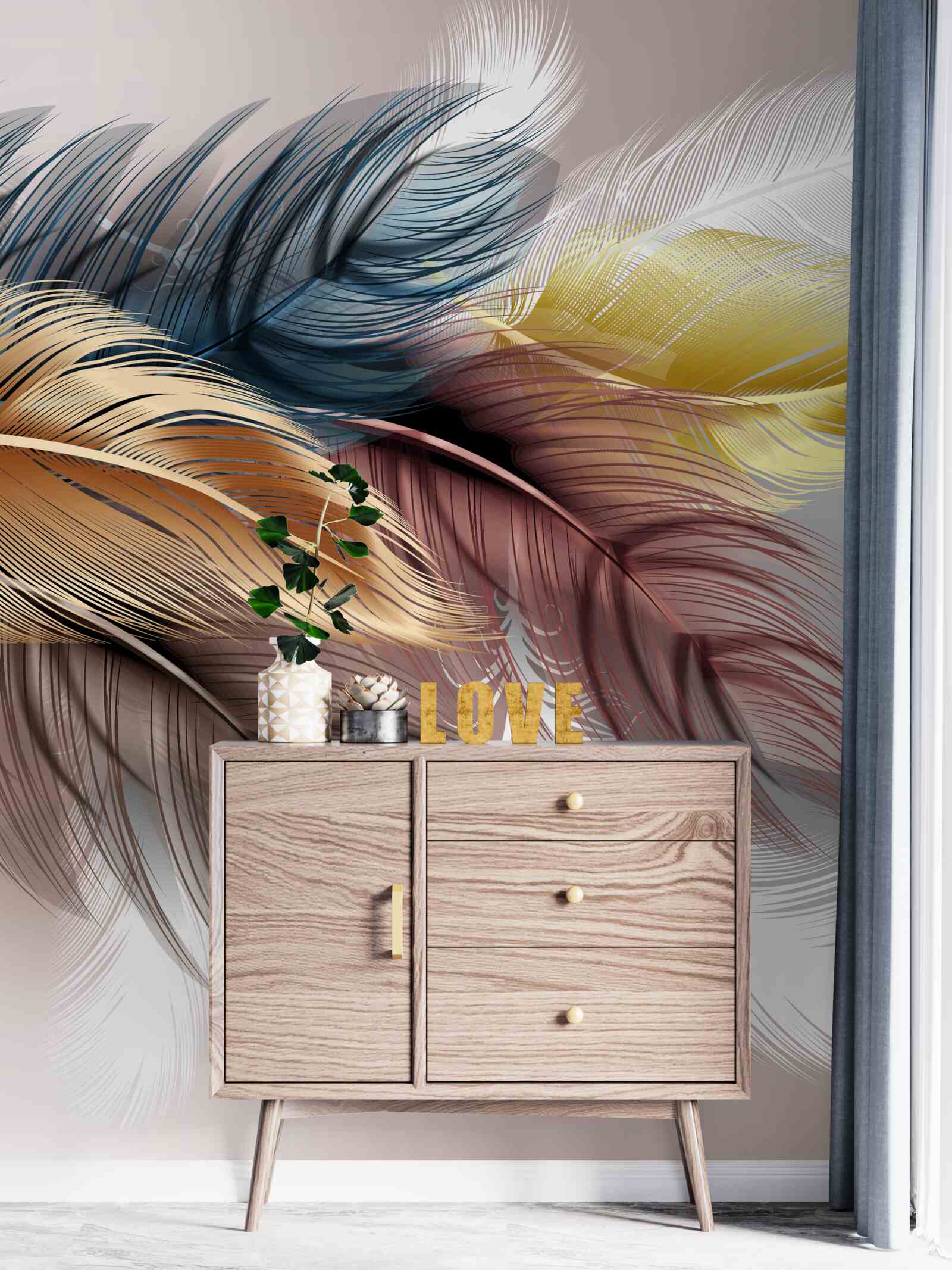 Fototapet penajul strălucitor al păsărilor