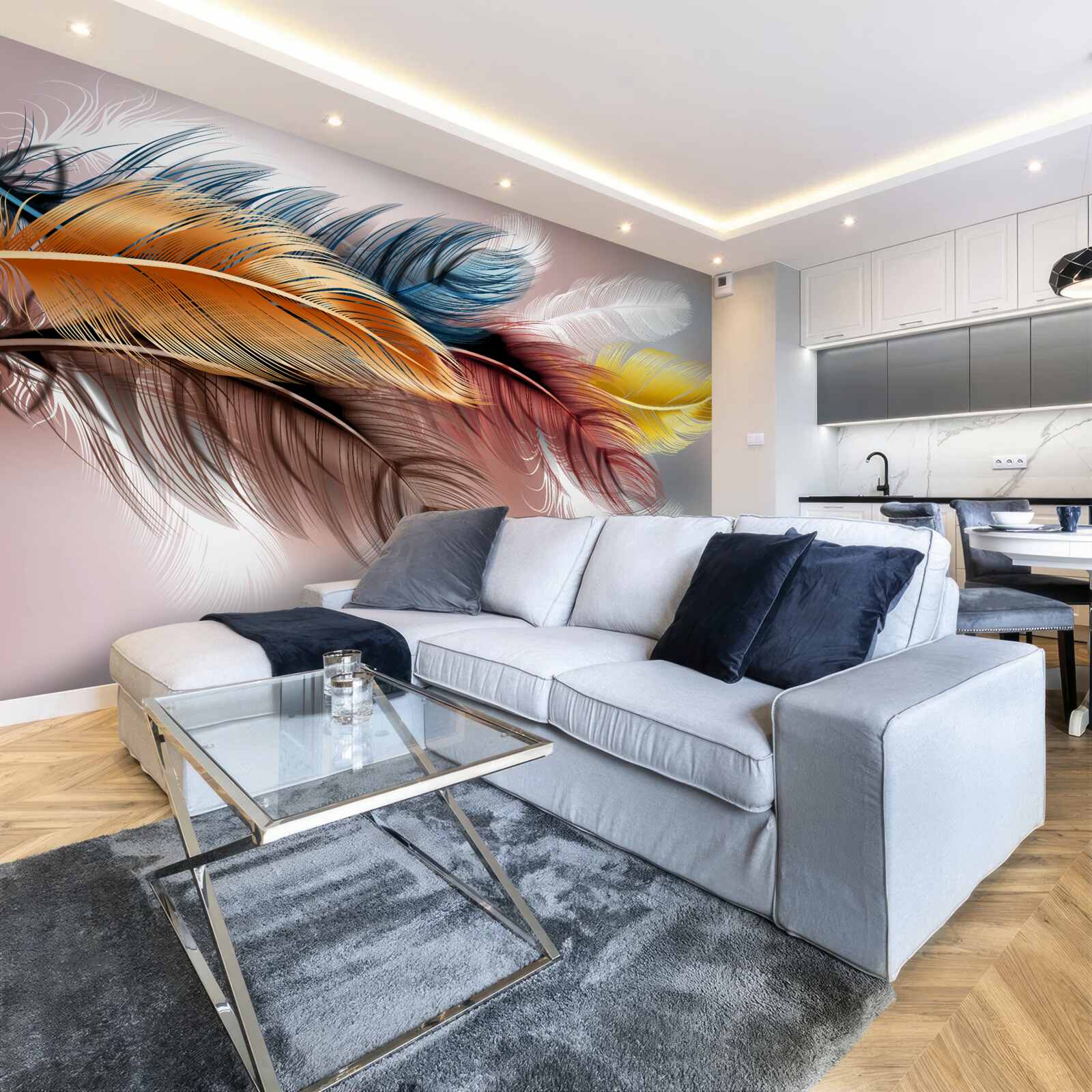 Fototapet plumaj în culori diferite