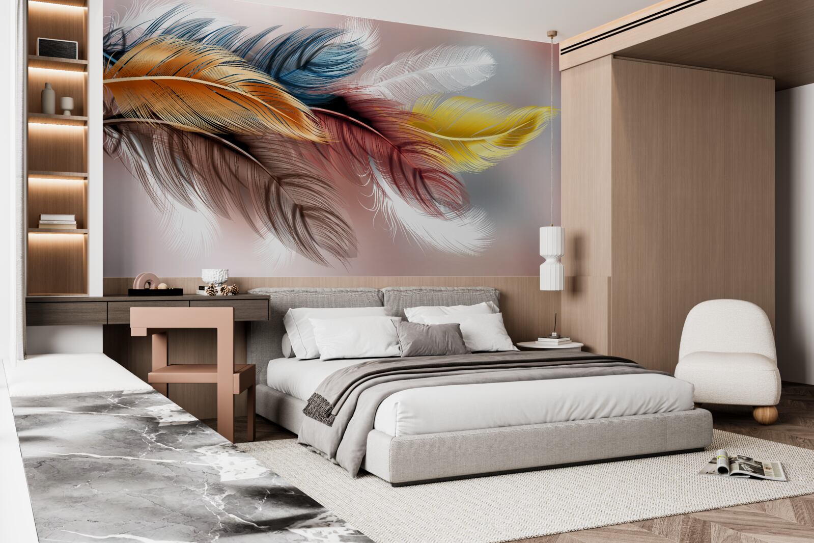 Fototapet plumaj în culori diferite