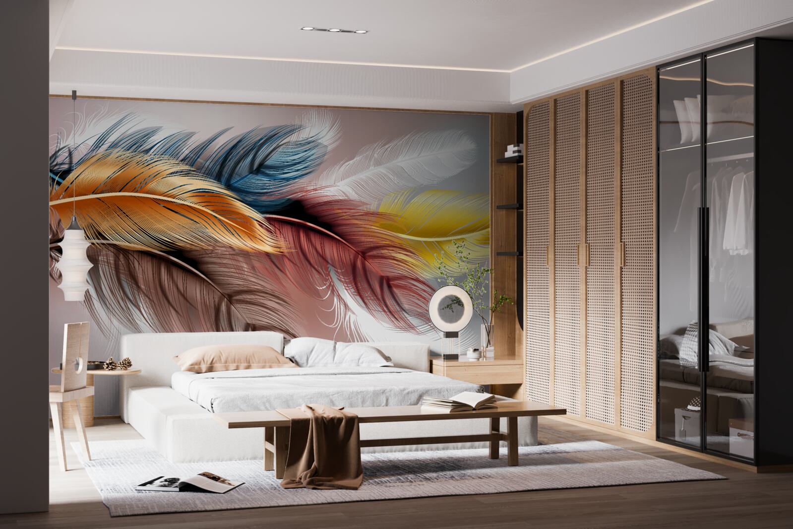 Fototapet plumaj în culori diferite