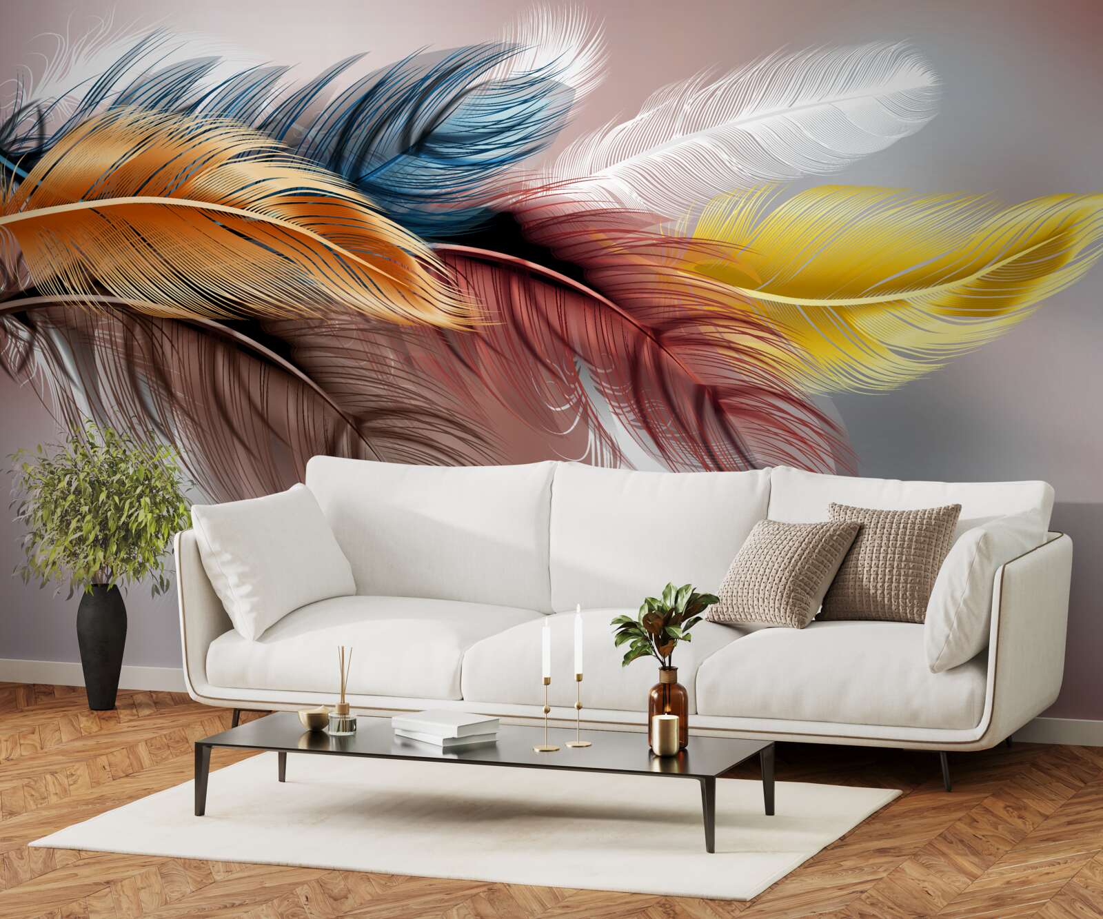 Fototapet plumaj în culori diferite