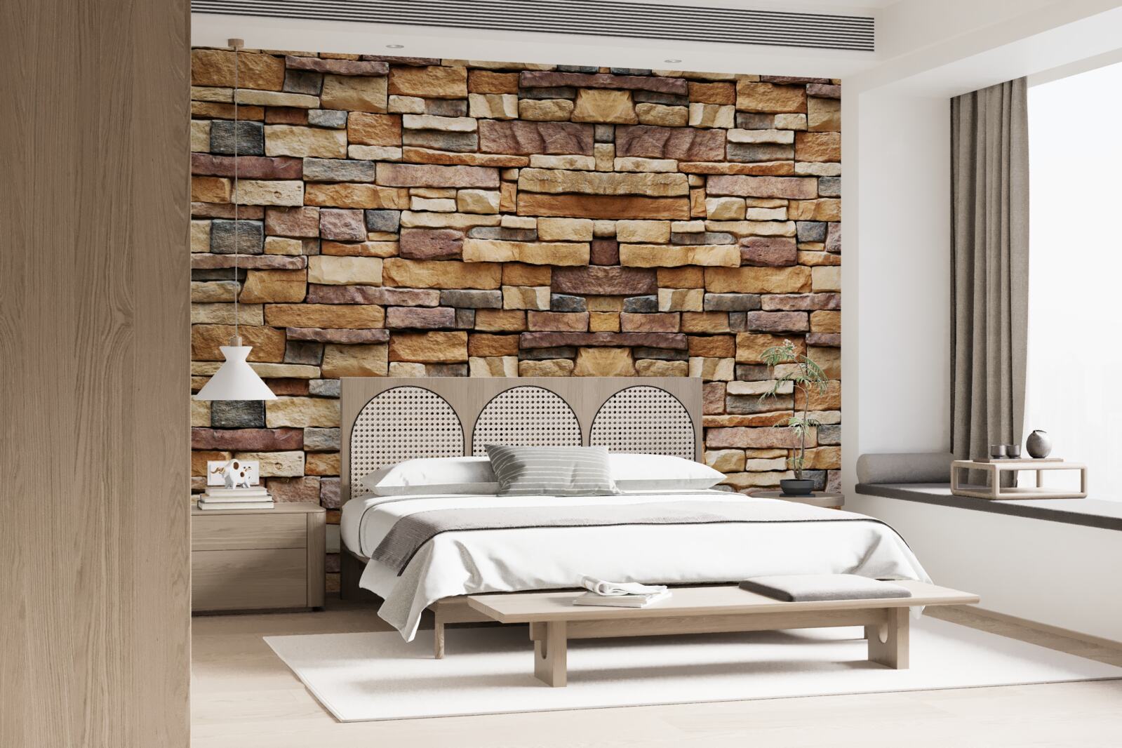 Fototapet Un zid compus din pietre multicolore