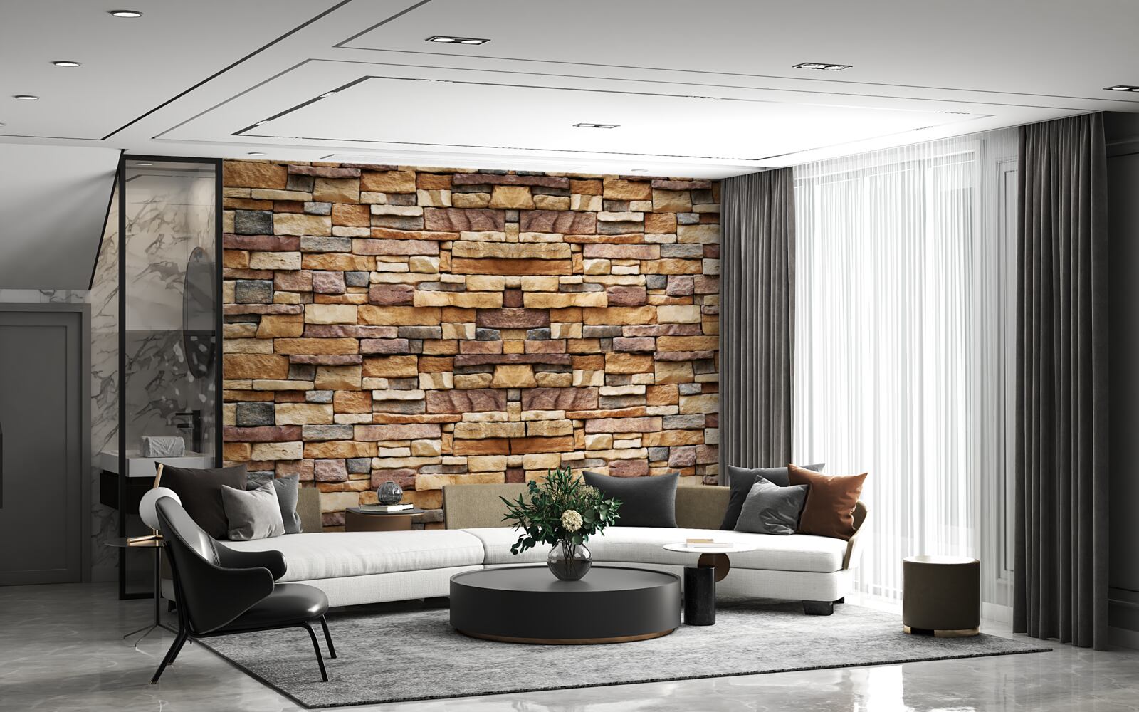 Fototapet Un zid compus din pietre multicolore