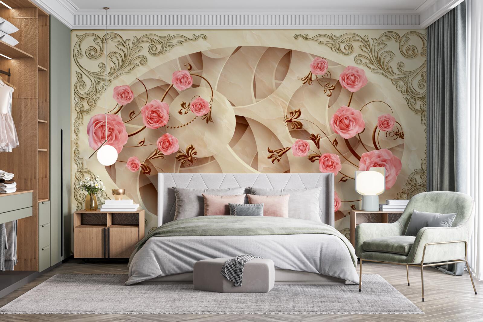 Fototapet mugurii de trandafir au răsărit