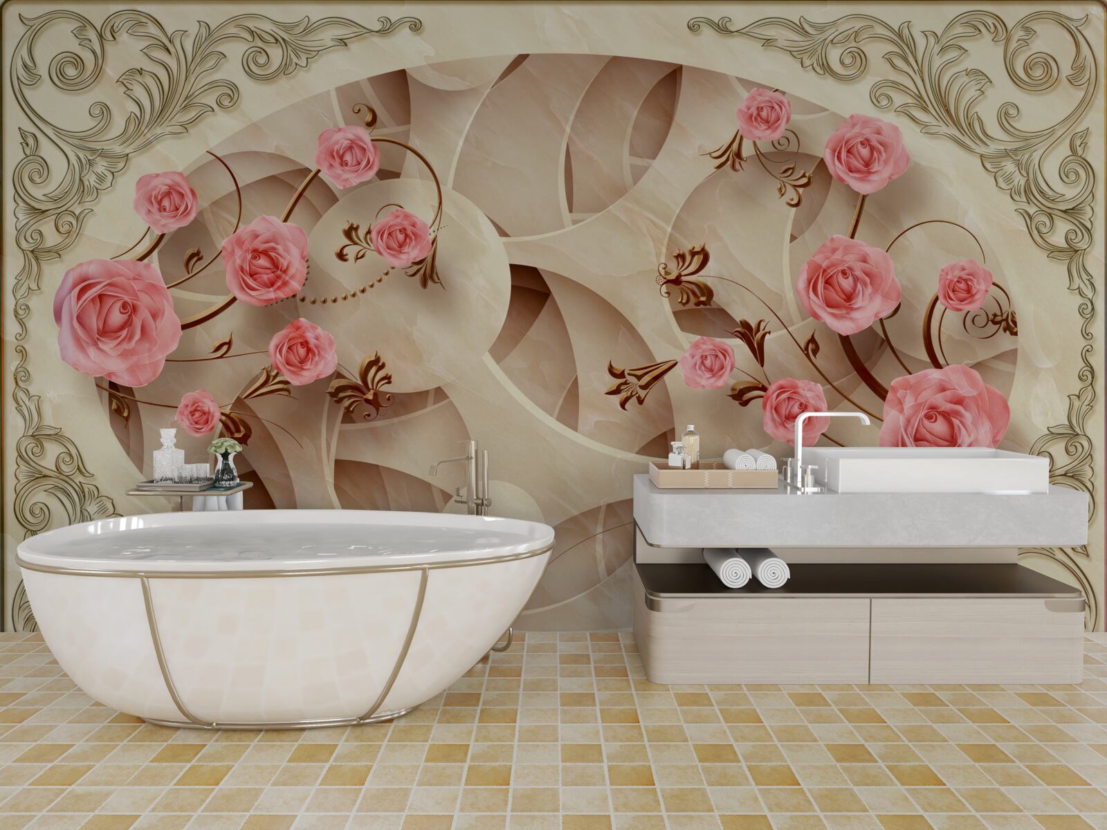 Fototapet mugurii de trandafir au răsărit