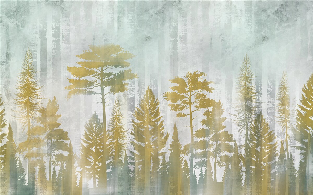 Fototapet toamna în pădurea învăluită în ceață