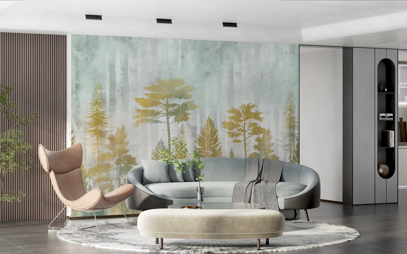 Fototapet toamna în pădurea învăluită în ceață