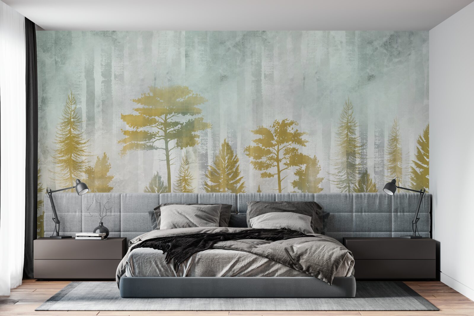 Fototapet toamna în pădurea învăluită în ceață