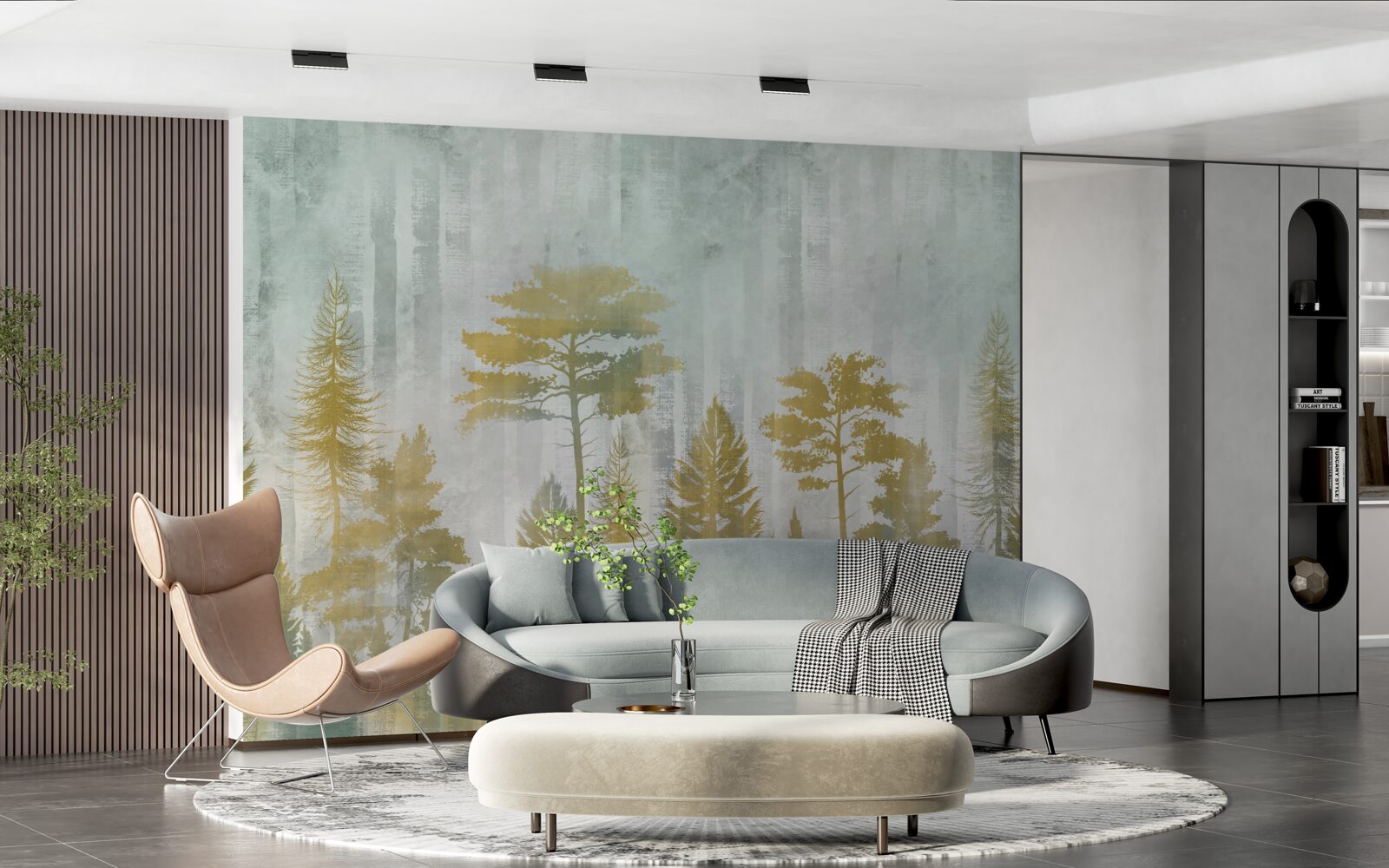 Fototapet toamna în pădurea învăluită în ceață