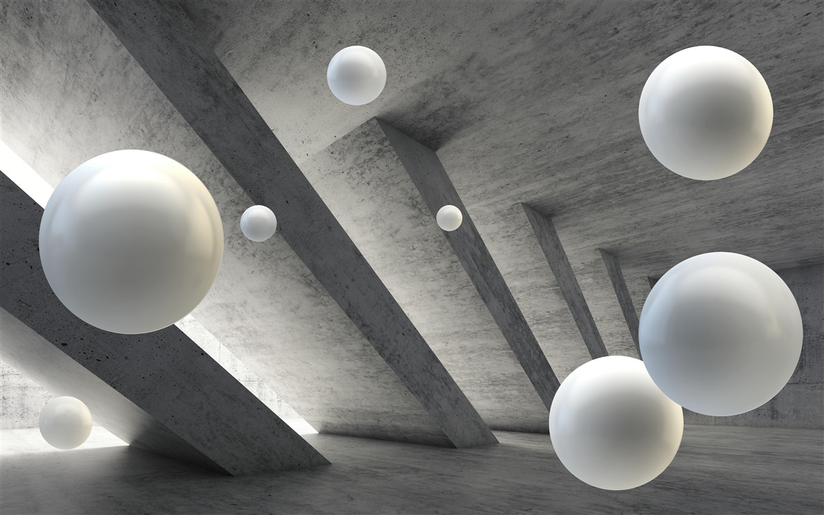 Fototapet bile albe într-un pasaj de ciment