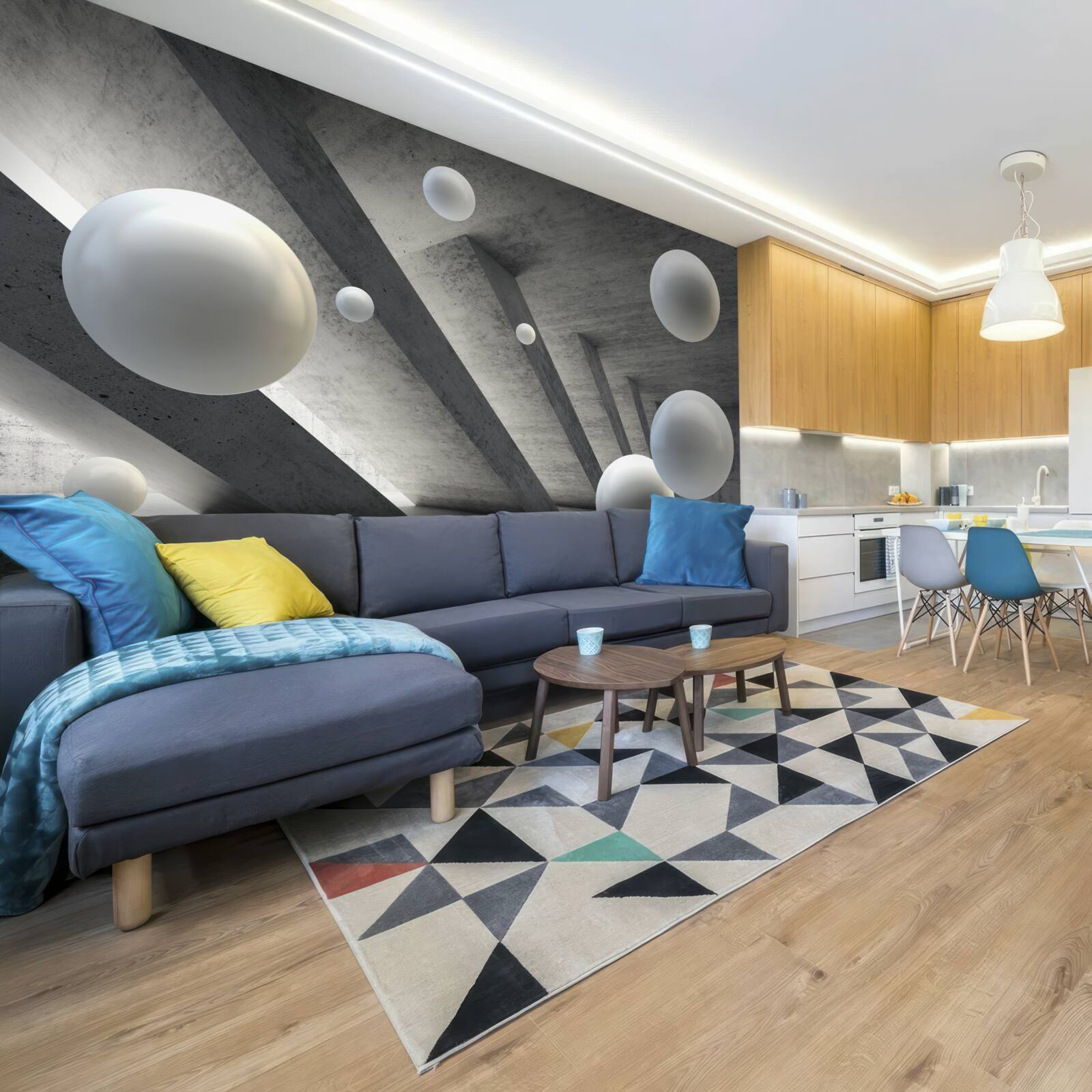 Fototapet bile albe într-un pasaj de ciment