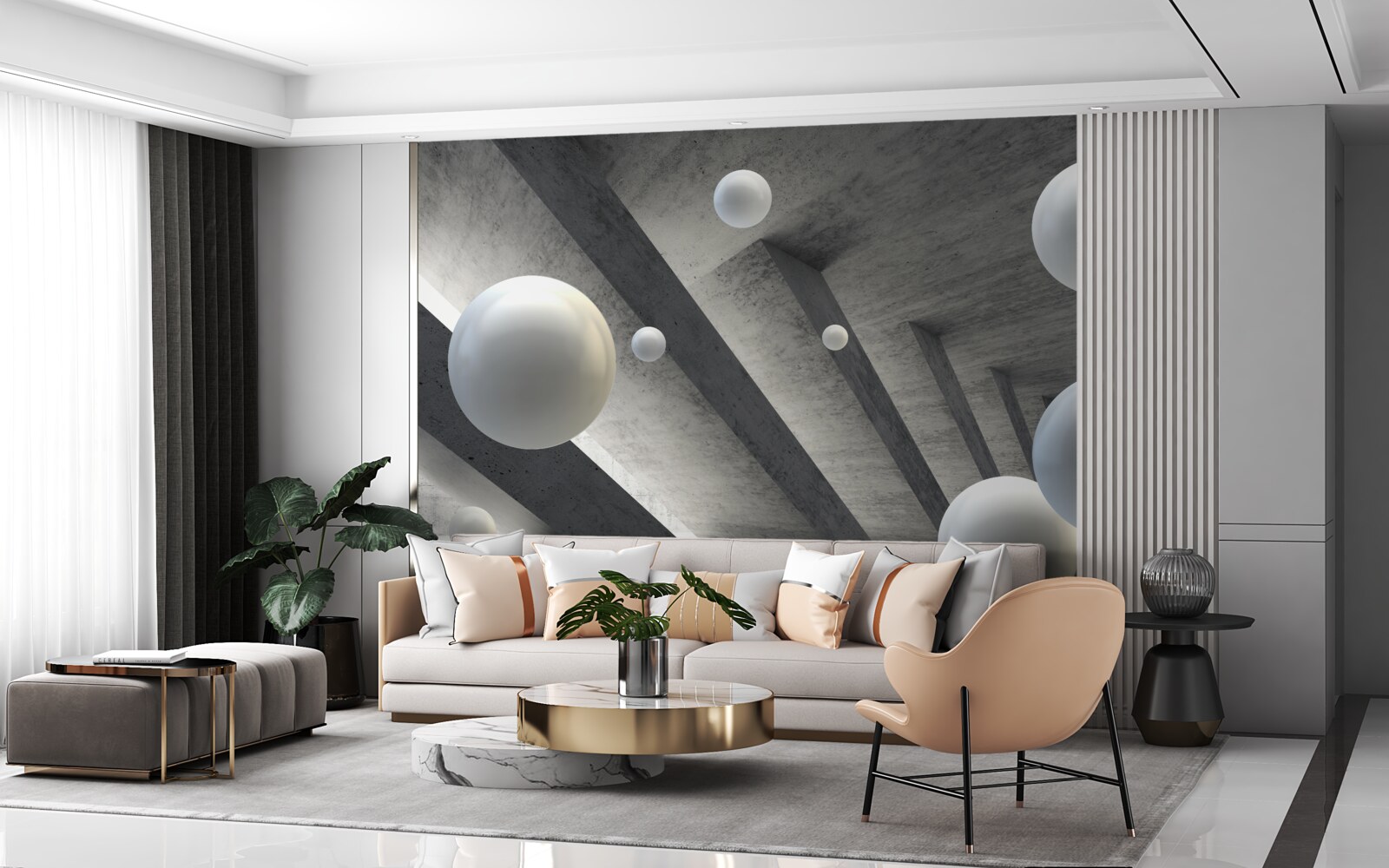 Fototapet bile albe într-un pasaj de ciment