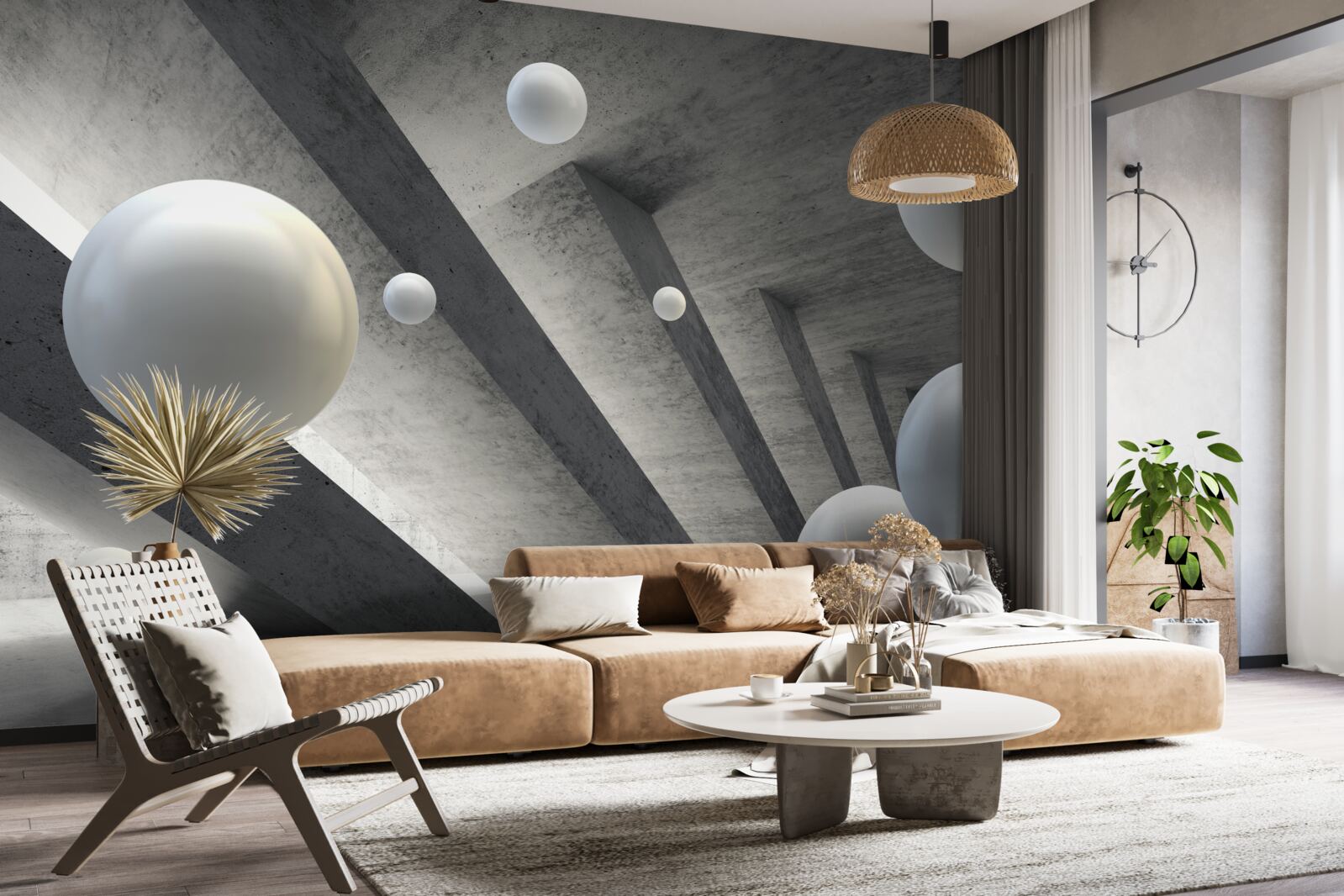 Fototapet bile albe într-un pasaj de ciment