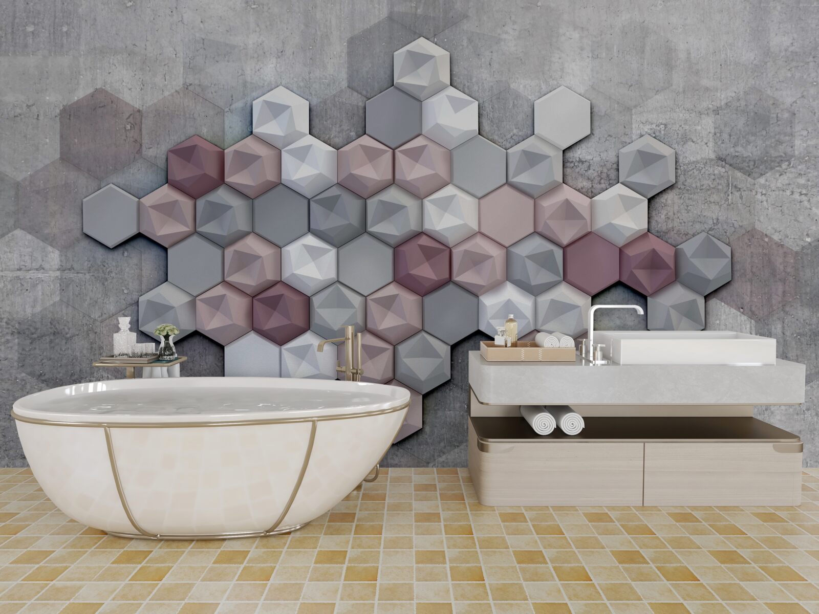 Fototapet structură celulară formată din pentagoni