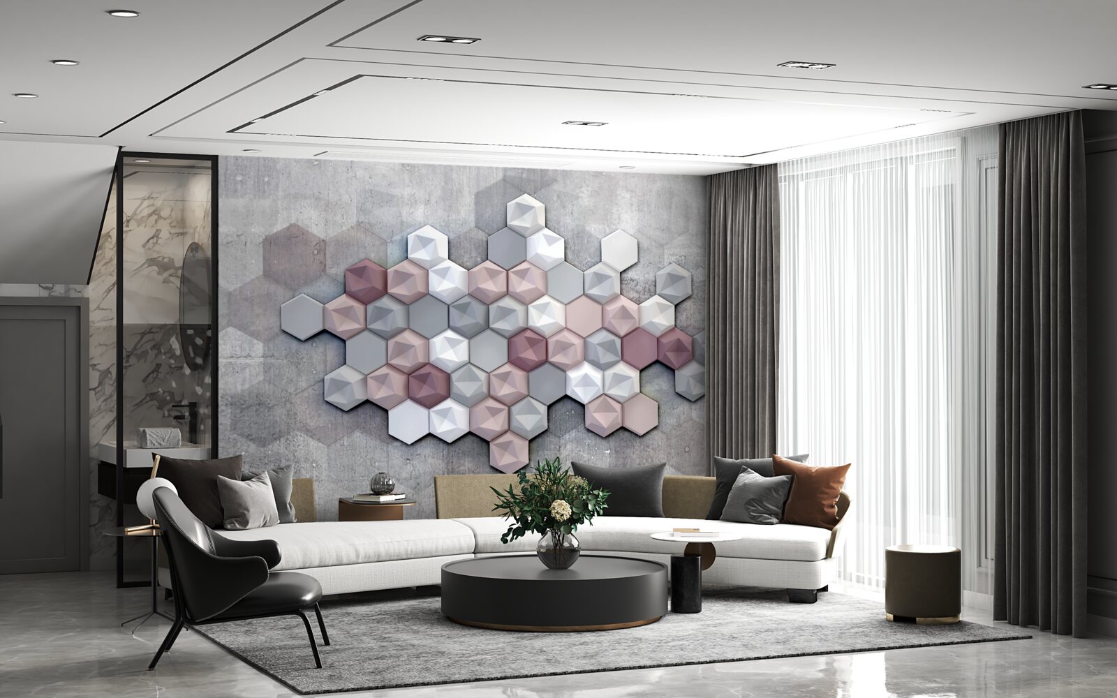 Fototapet structură celulară formată din pentagoni