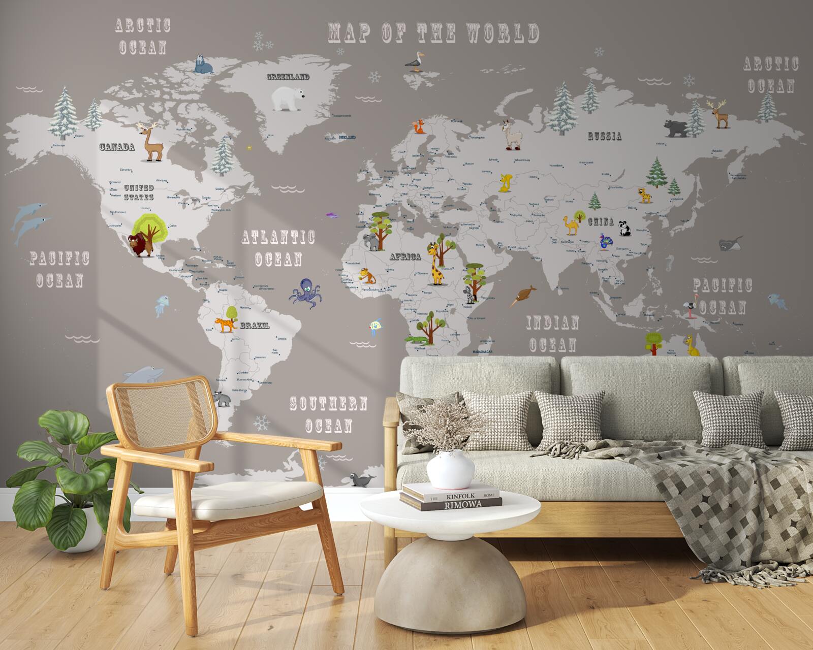 Fototapet animale în atlasul geografic al planetei