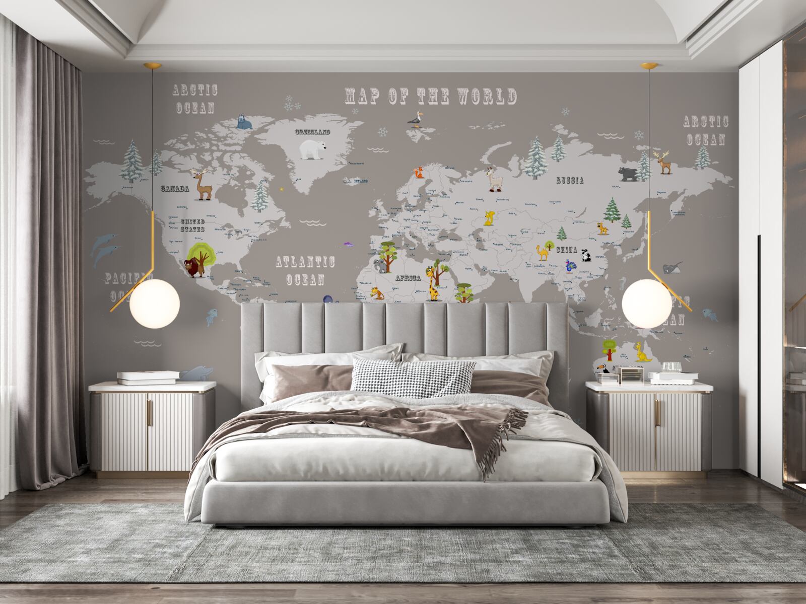 Fototapet animale în atlasul geografic al planetei