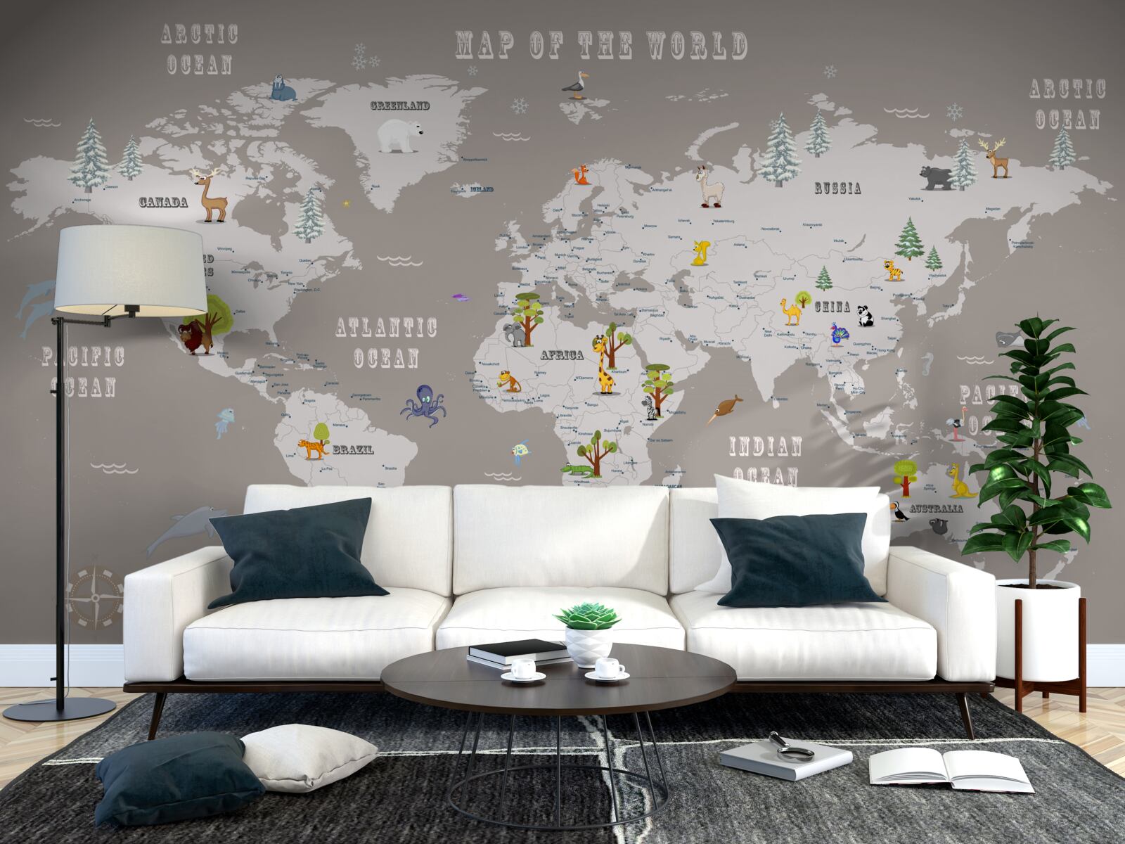 Fototapet animale în atlasul geografic al planetei